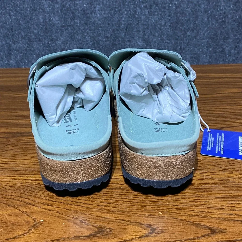 Birkenstock Buckley Matcha‎ Nubuck Leather Moccasin Clogs 1024033 EU42 M9 W11